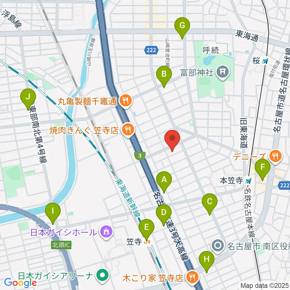 楽器の青ラボ周辺のコンビニエンスストア一覧地図