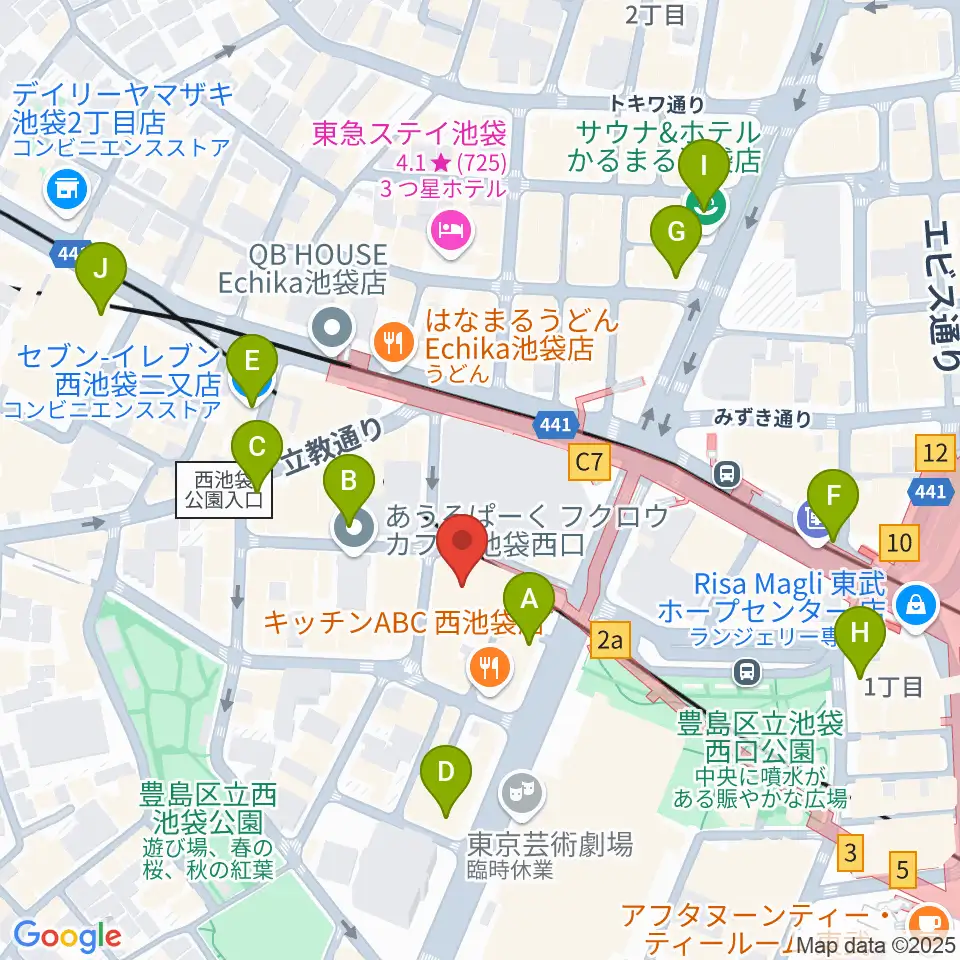 島村楽器ミュージックサロン池袋周辺のコンビニエンスストア一覧地図