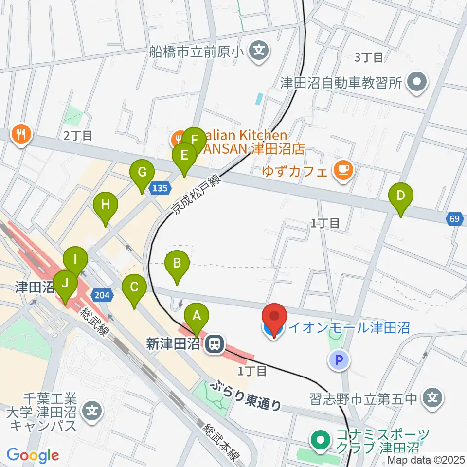 伊藤楽器 津田沼センター周辺のコンビニエンスストア一覧地図
