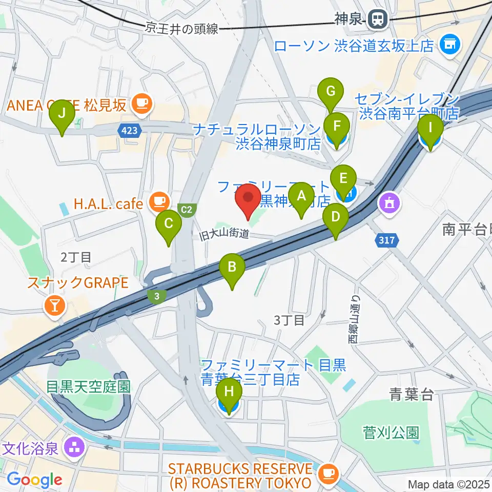 スタジオサンシャイン周辺のコンビニエンスストア一覧地図