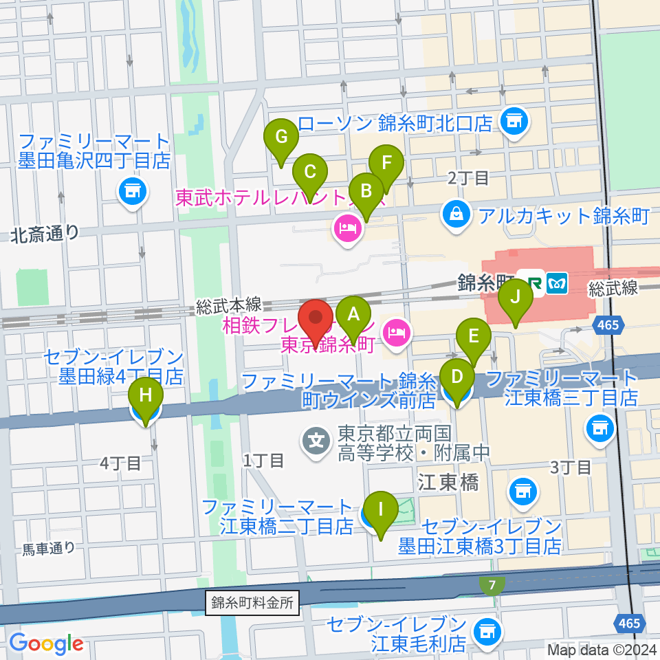 キングトーン音楽教室周辺のコンビニエンスストア一覧地図