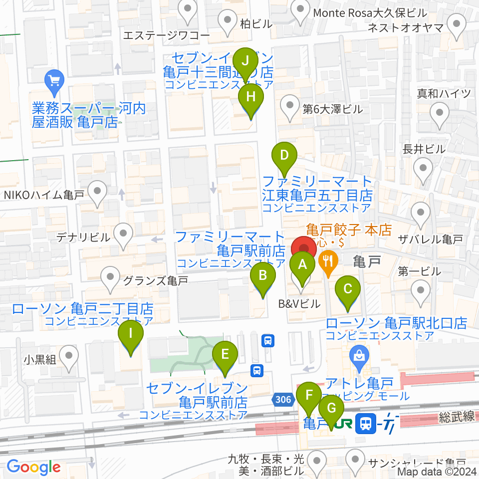 島村楽器 ミュージックサロン亀戸周辺のコンビニエンスストア一覧地図