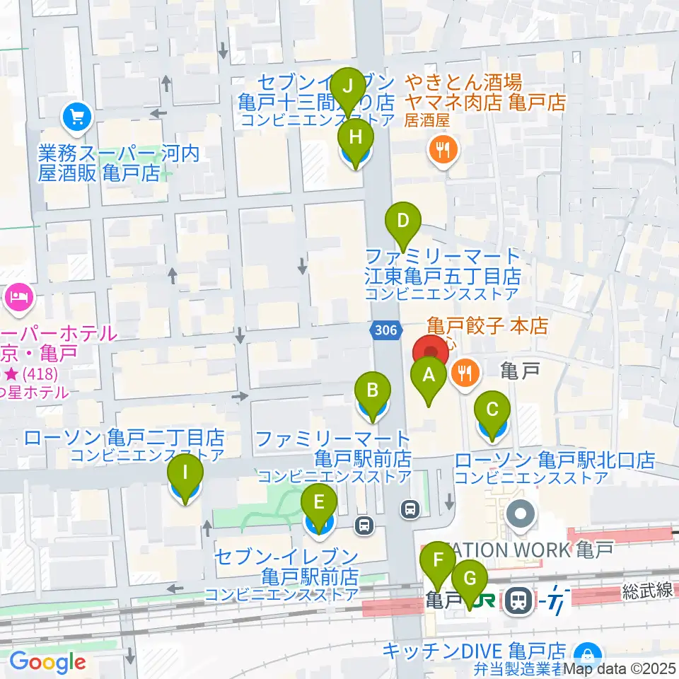 島村楽器 ミュージックサロン亀戸周辺のコンビニエンスストア一覧地図