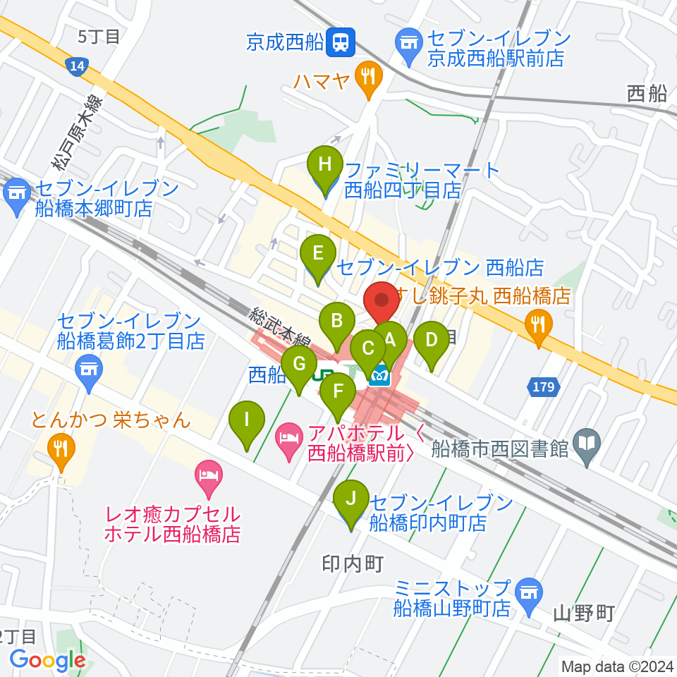 イトウミュージックサロン西船橋周辺のコンビニエンスストア一覧地図