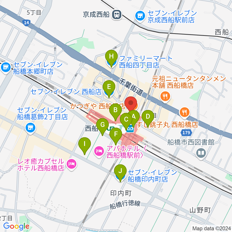 イトウミュージックサロン西船橋周辺のコンビニエンスストア一覧地図