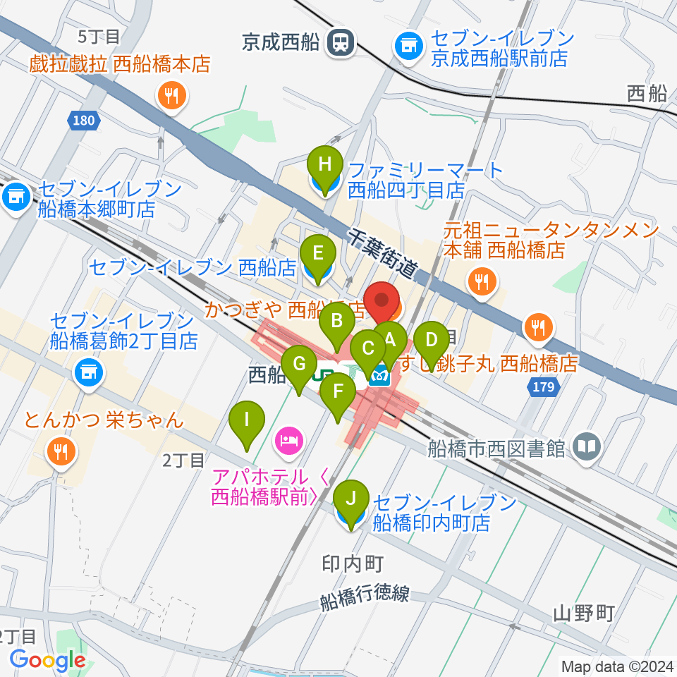 イトウミュージックサロン西船橋周辺のコンビニエンスストア一覧地図