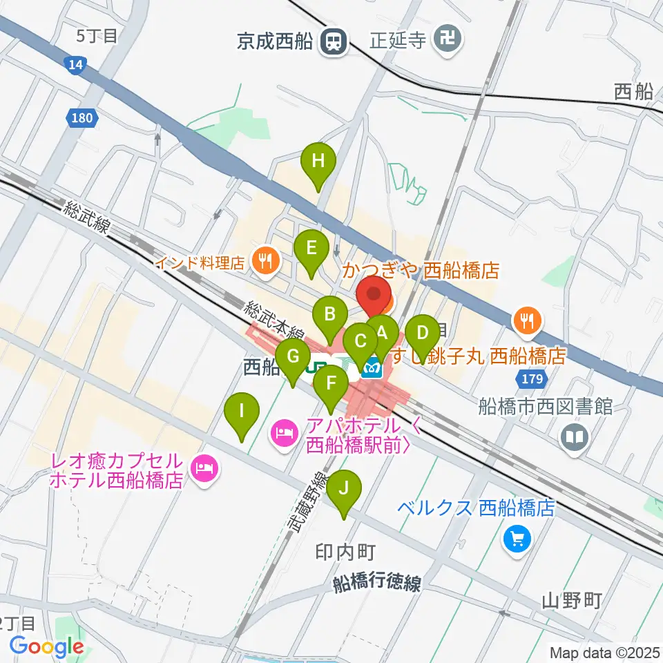イトウミュージックサロン西船橋周辺のコンビニエンスストア一覧地図