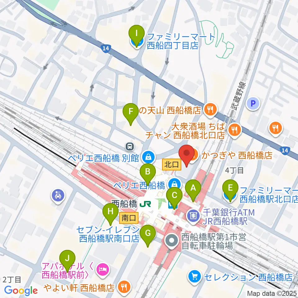 イトウミュージックサロン西船橋周辺のコンビニエンスストア一覧地図