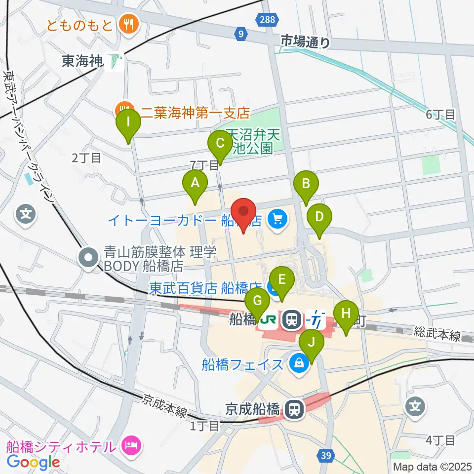 伊藤楽器 ヤマハ船橋センター周辺のコンビニエンスストア一覧地図