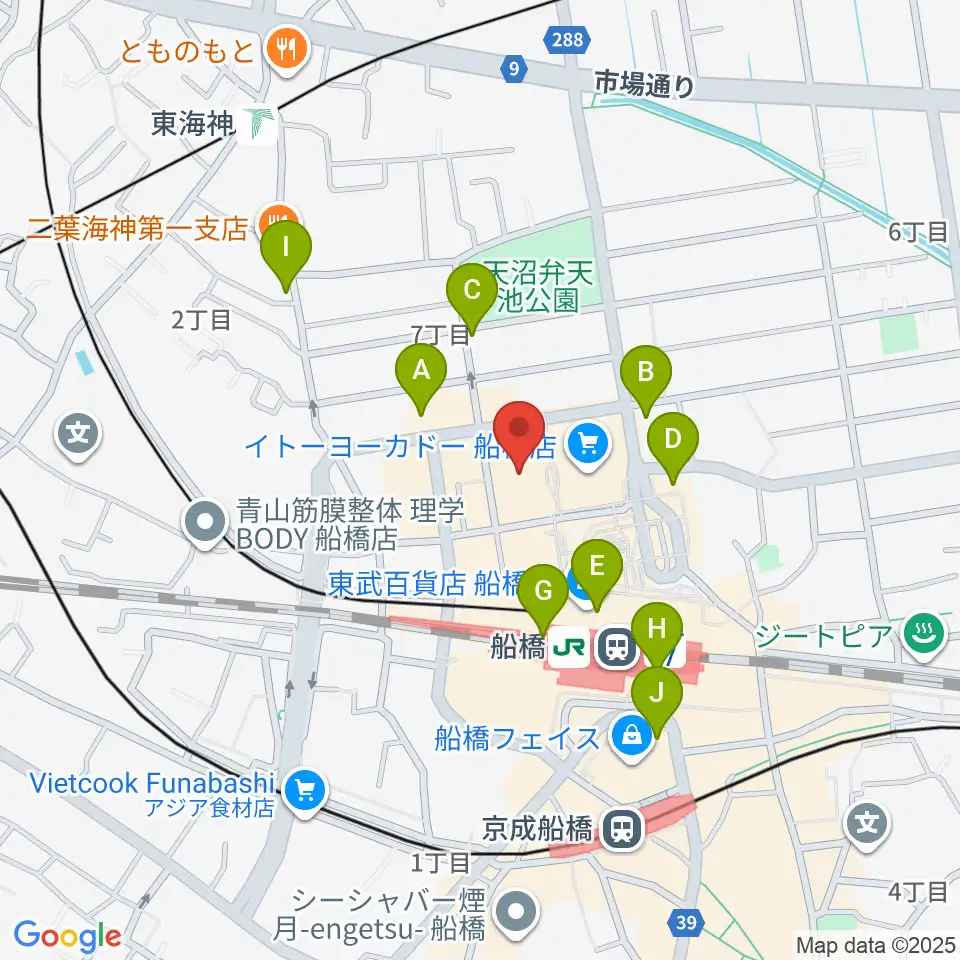 伊藤楽器 ヤマハ船橋センター周辺のコンビニエンスストア一覧地図
