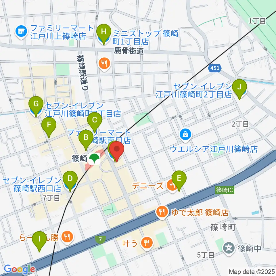 島村楽器ミュージックサロン篠崎周辺のコンビニエンスストア一覧地図