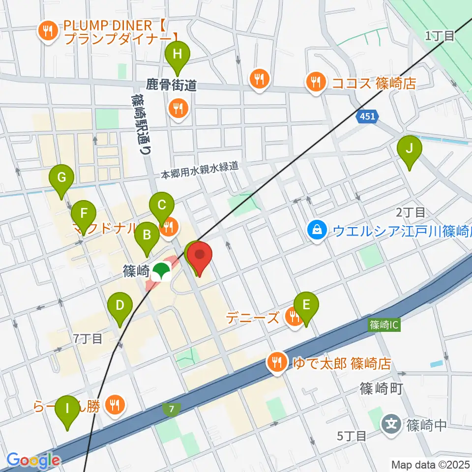 島村楽器ミュージックサロン篠崎周辺のコンビニエンスストア一覧地図