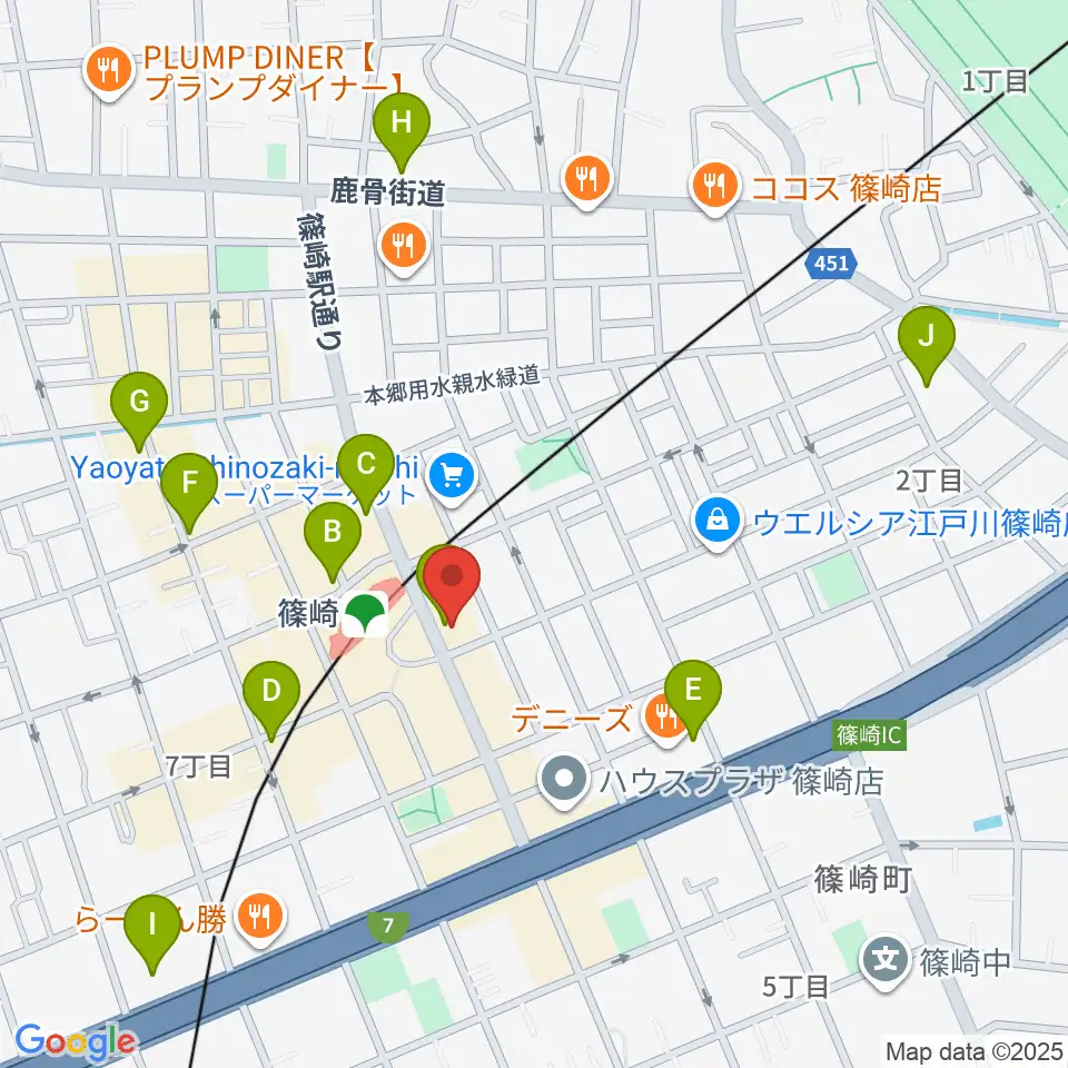 島村楽器ミュージックサロン篠崎周辺のコンビニエンスストア一覧地図