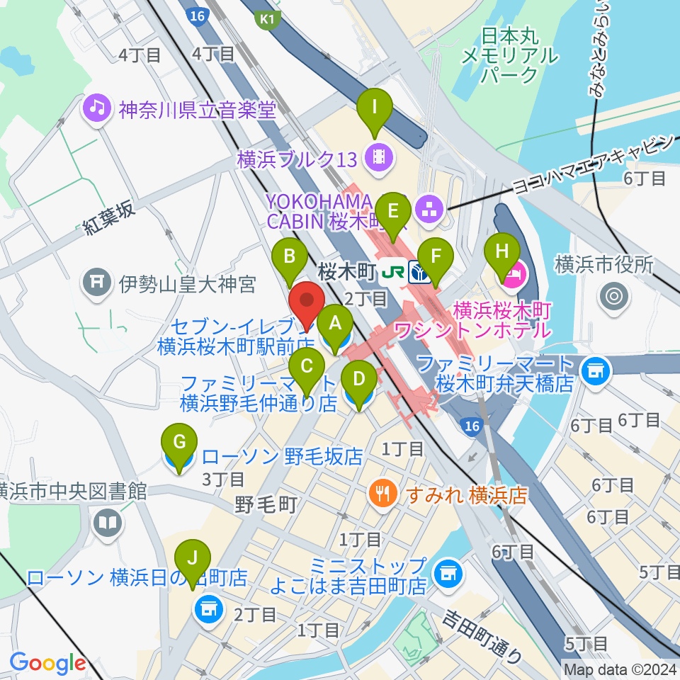 横浜ジャムセカンド周辺のコンビニエンスストア一覧地図