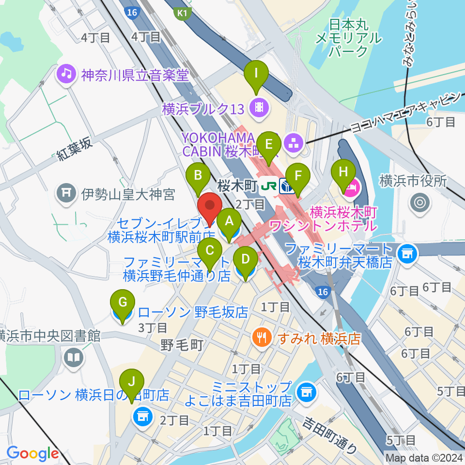 横浜ジャムセカンド周辺のコンビニエンスストア一覧地図