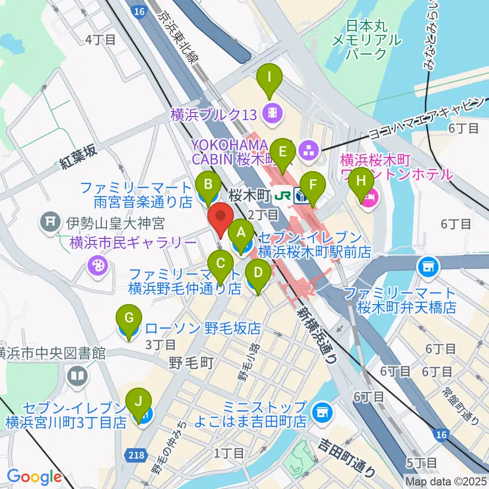 横浜ジャムセカンド周辺のコンビニエンスストア一覧地図