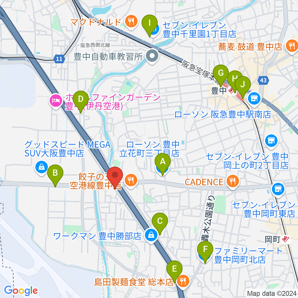 ギター工房トーンガレージ周辺のコンビニエンスストア一覧地図