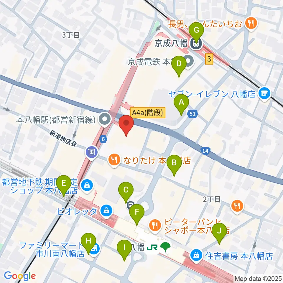 島村楽器 ミュージックサロン本八幡周辺のコンビニエンスストア一覧地図