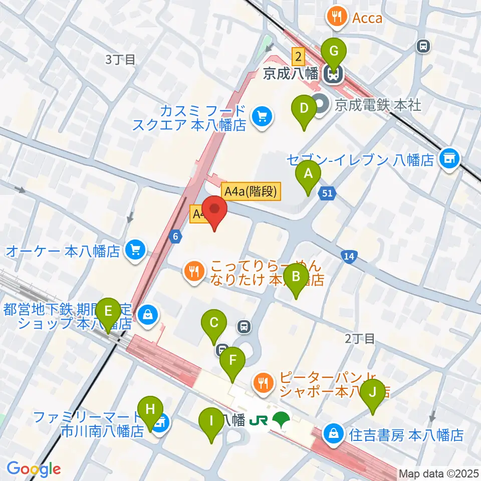 島村楽器 ミュージックサロン本八幡周辺のコンビニエンスストア一覧地図