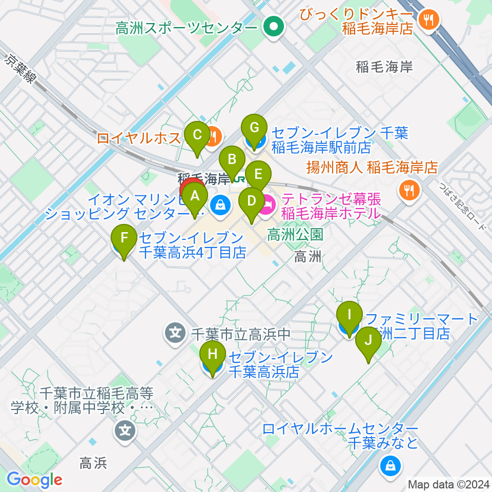 島村楽器 ミュージックサロン稲毛海岸周辺のコンビニエンスストア一覧地図