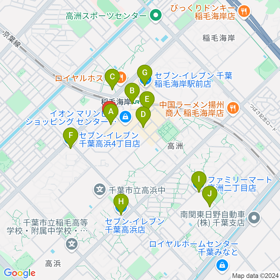 島村楽器 ミュージックサロン稲毛海岸周辺のコンビニエンスストア一覧地図