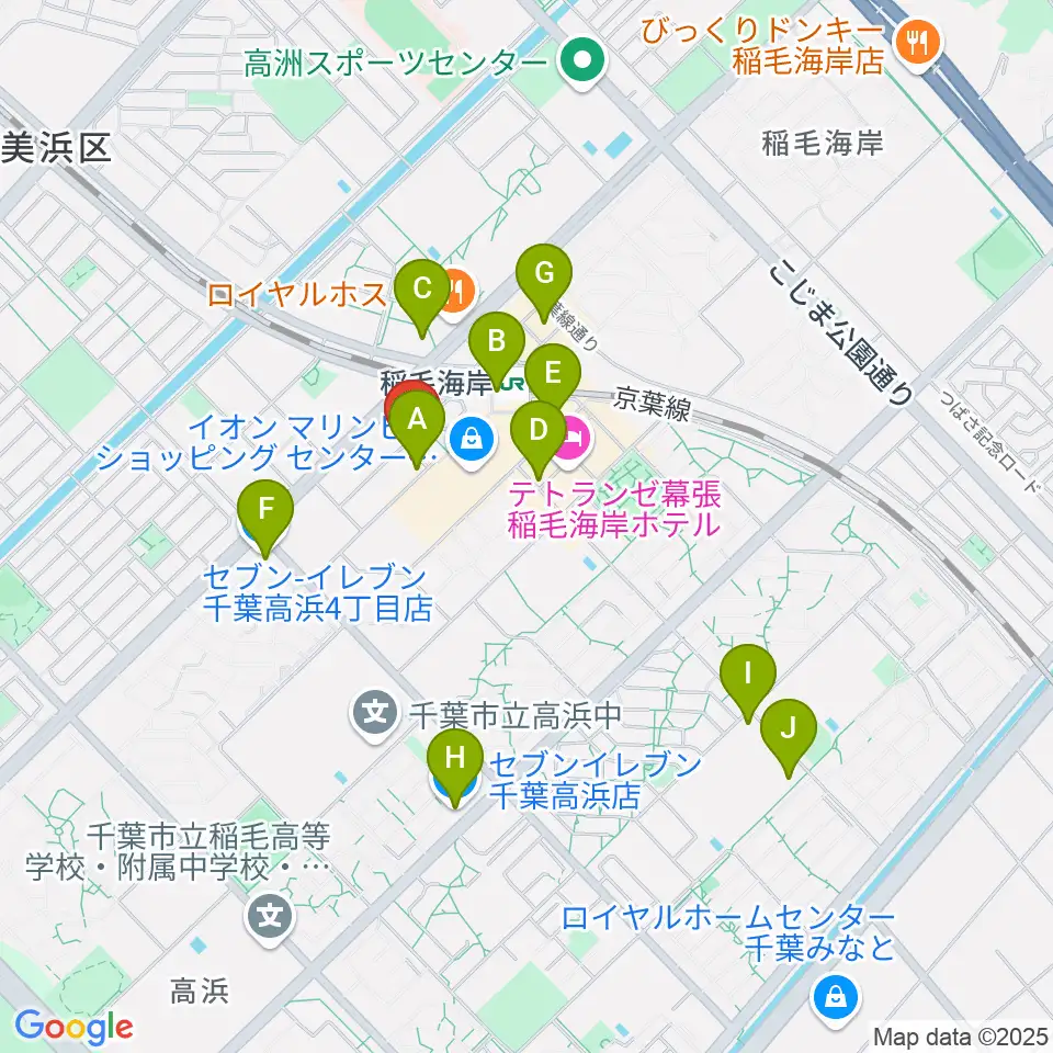 島村楽器 ミュージックサロン稲毛海岸周辺のコンビニエンスストア一覧地図