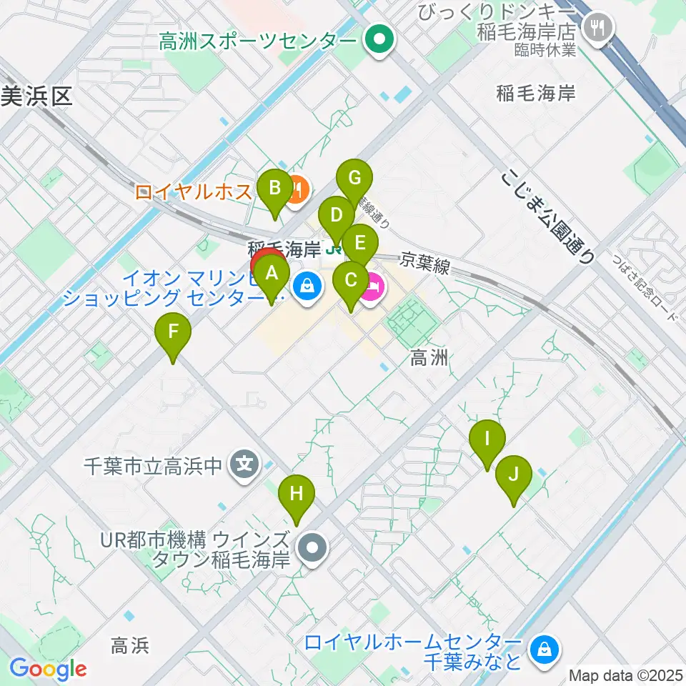 島村楽器 ミュージックサロン稲毛海岸周辺のコンビニエンスストア一覧地図