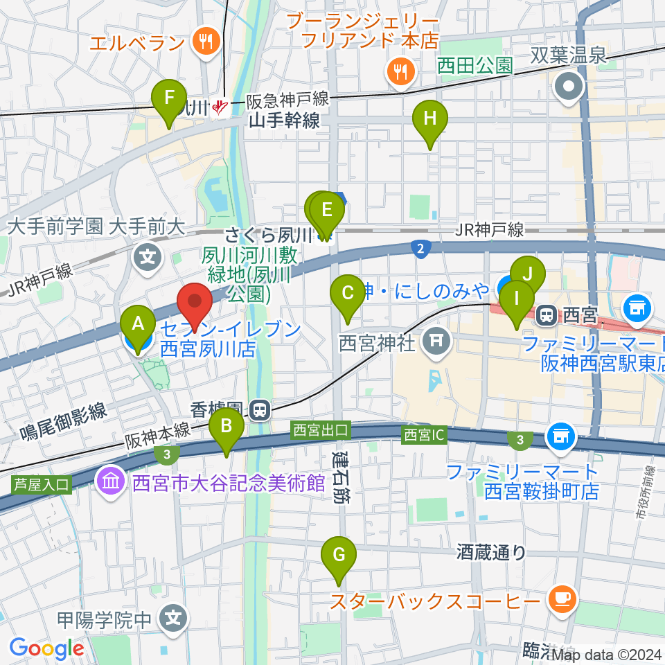 高木ピアノサービス周辺のコンビニエンスストア一覧地図