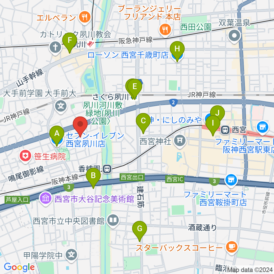 高木ピアノサービス周辺のコンビニエンスストア一覧地図