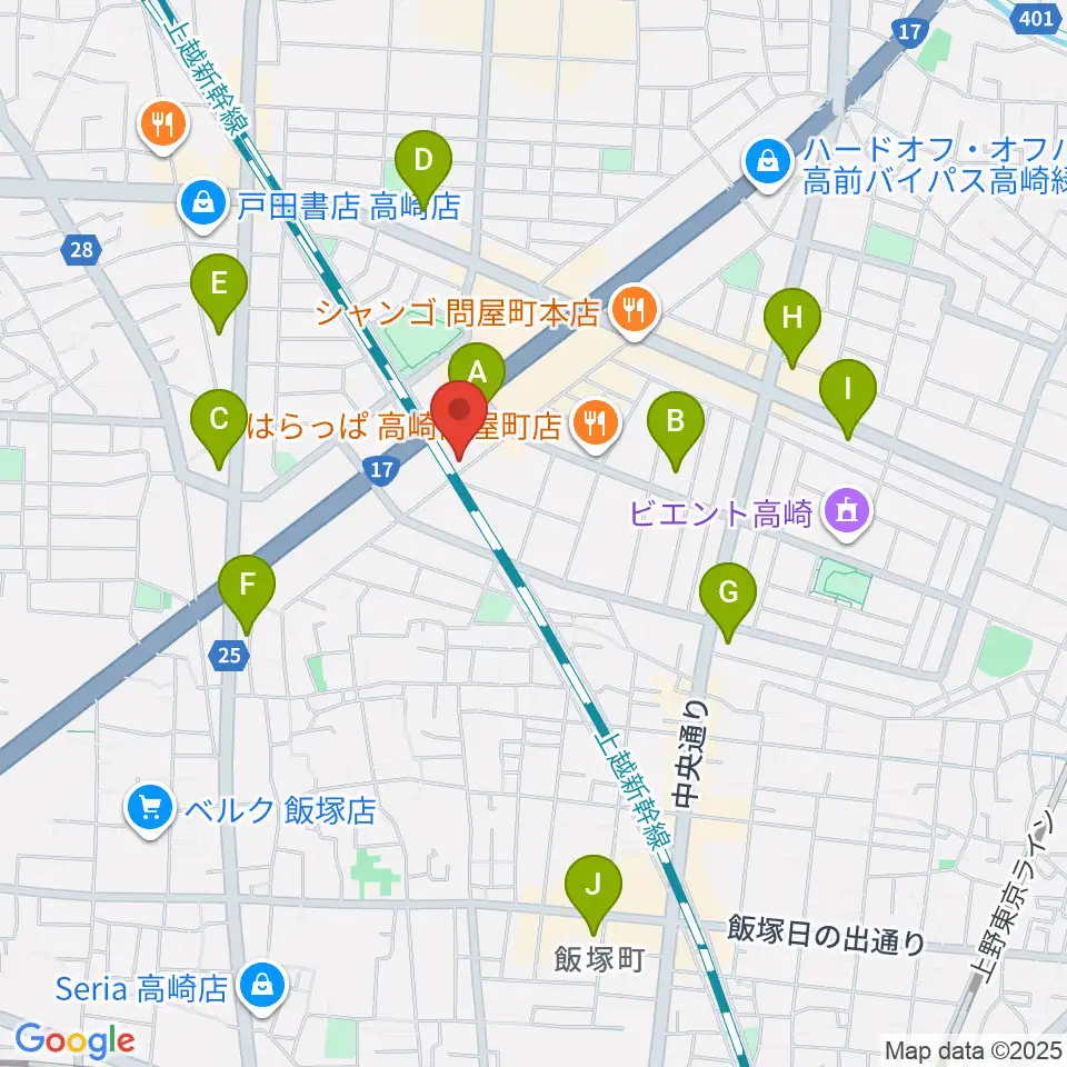 輸入ピアノセンター高崎周辺のコンビニエンスストア一覧地図
