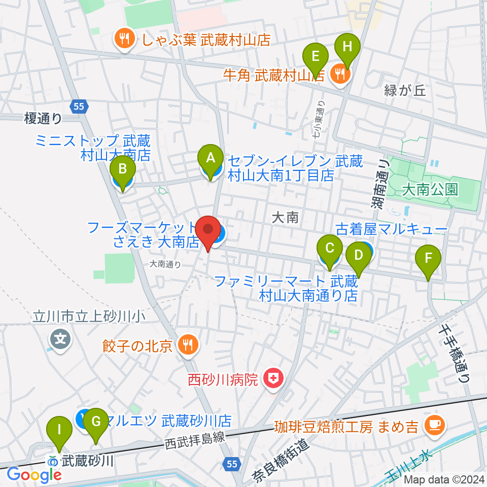 ピアノハウスハントケルナー周辺のコンビニエンスストア一覧地図