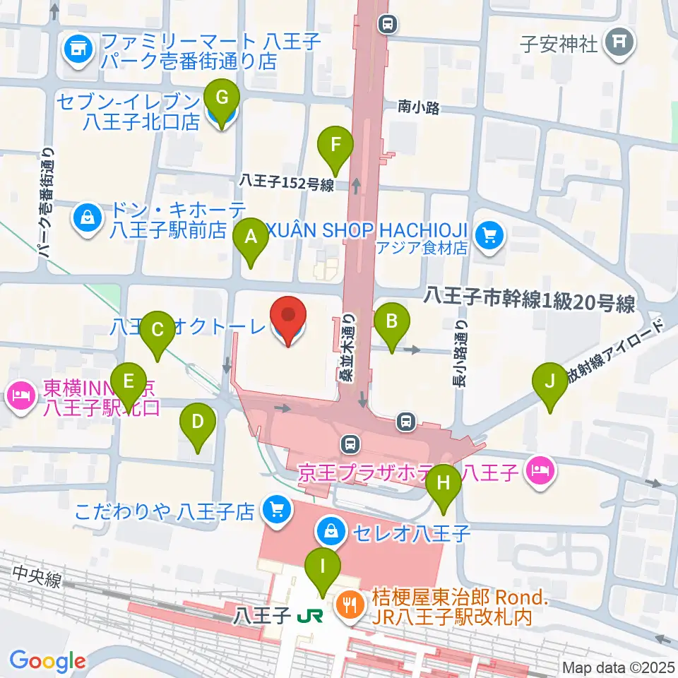 島村楽器 八王子オクトーレ店周辺のコンビニエンスストア一覧地図