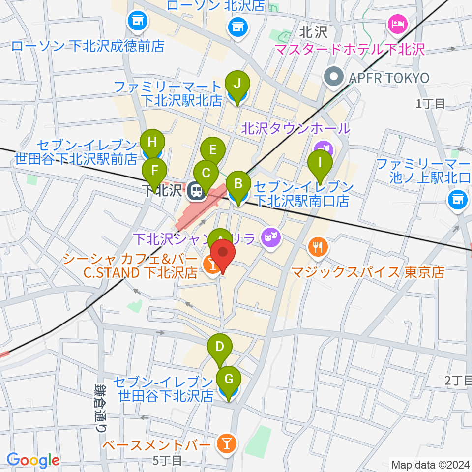 下北沢BREATH周辺のコンビニエンスストア一覧地図