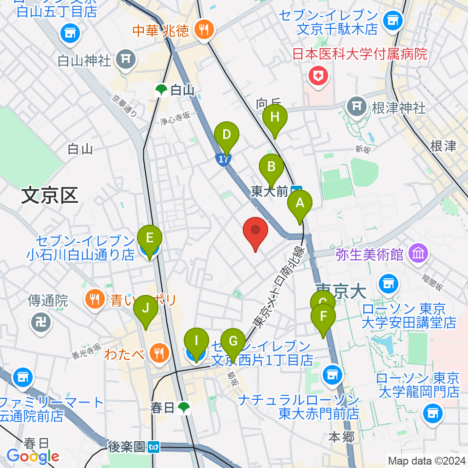 吉田真紀音楽教室周辺のコンビニエンスストア一覧地図