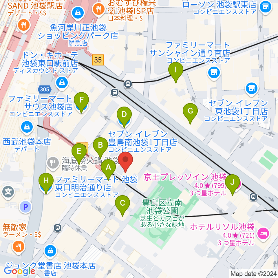 フルート工房三響周辺のコンビニエンスストア一覧地図