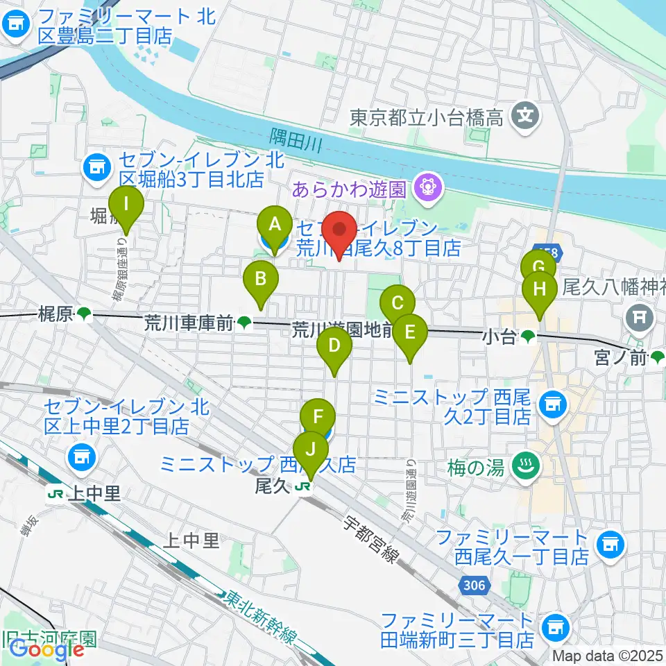 ポップコアスタジオ周辺のコンビニエンスストア一覧地図