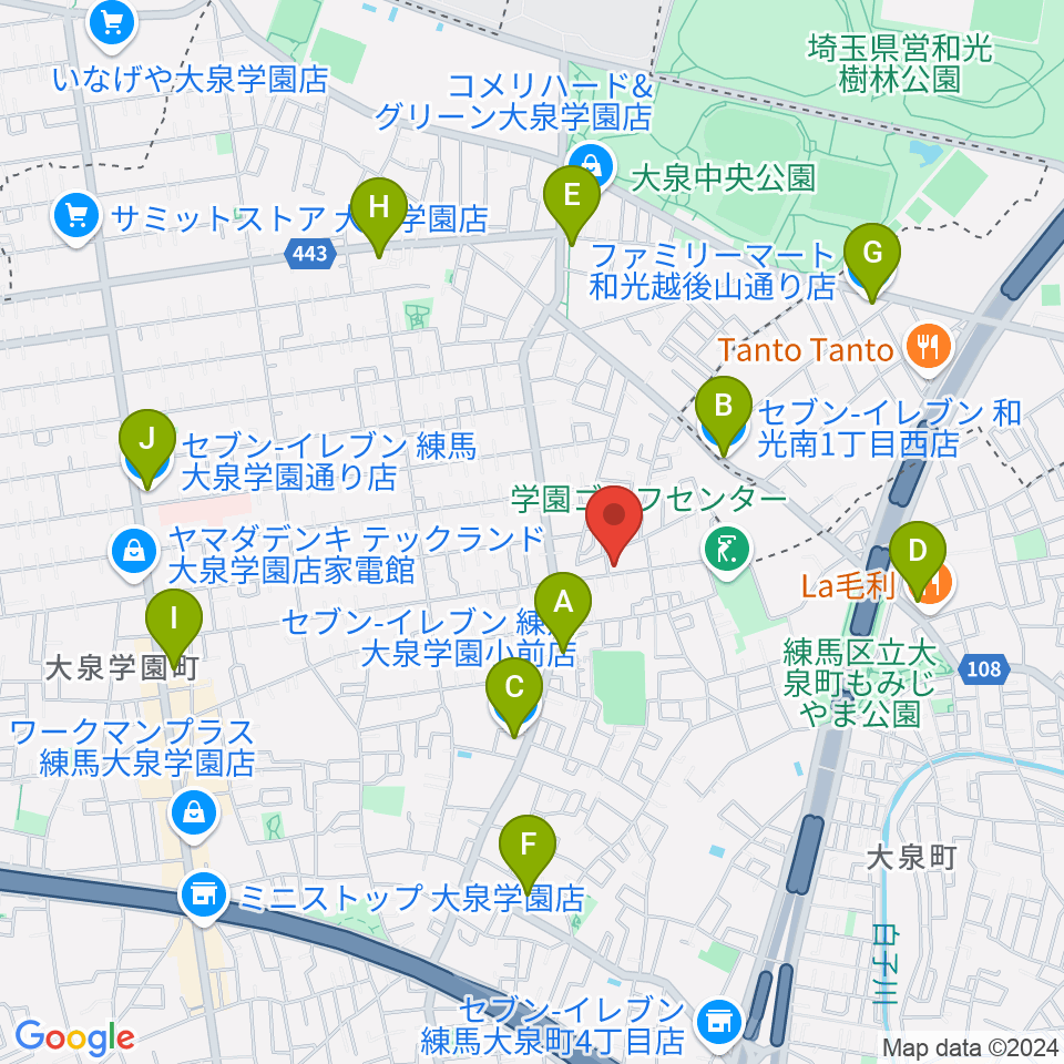 アキヤマフルート周辺のコンビニエンスストア一覧地図