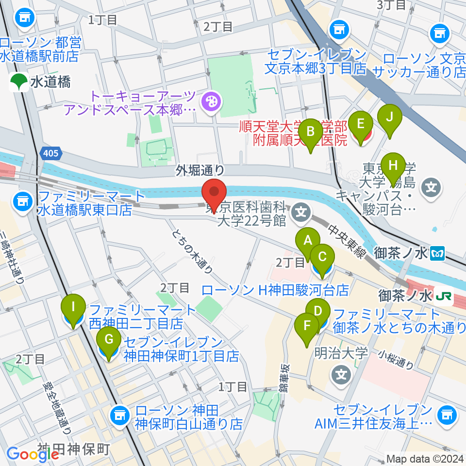 スズキ・メソードお茶の水センター教室周辺のコンビニエンスストア一覧地図