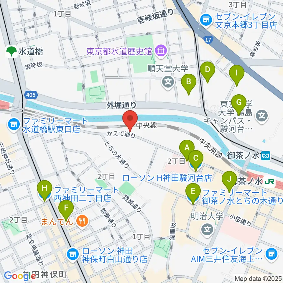 スズキ・メソードお茶の水センター教室周辺のコンビニエンスストア一覧地図