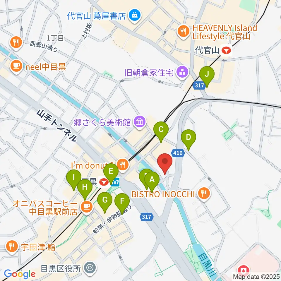 スズキ・メソード中目黒教室周辺のコンビニエンスストア一覧地図