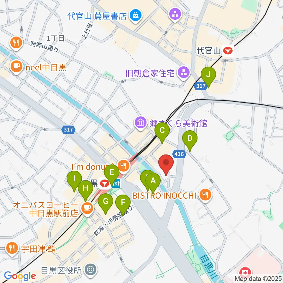 スズキ・メソード中目黒教室周辺のコンビニエンスストア一覧地図