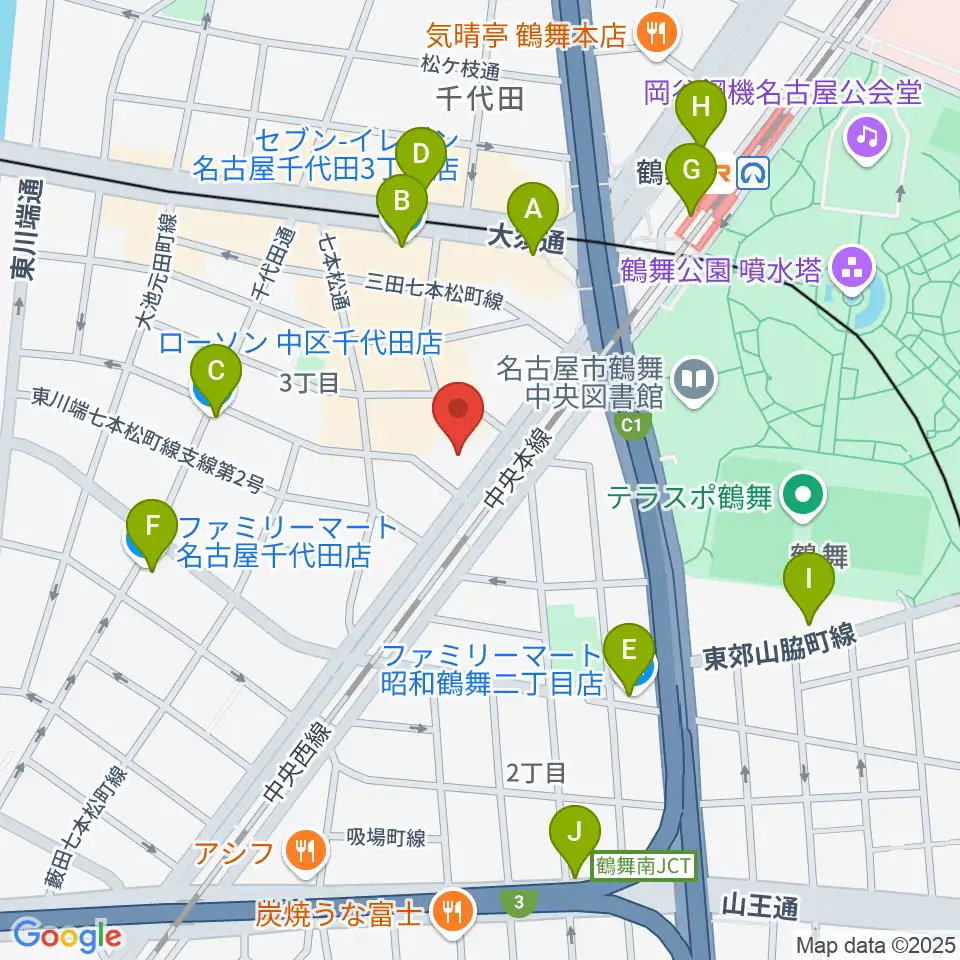 管楽器リペア「松田工房」周辺のコンビニエンスストア一覧地図