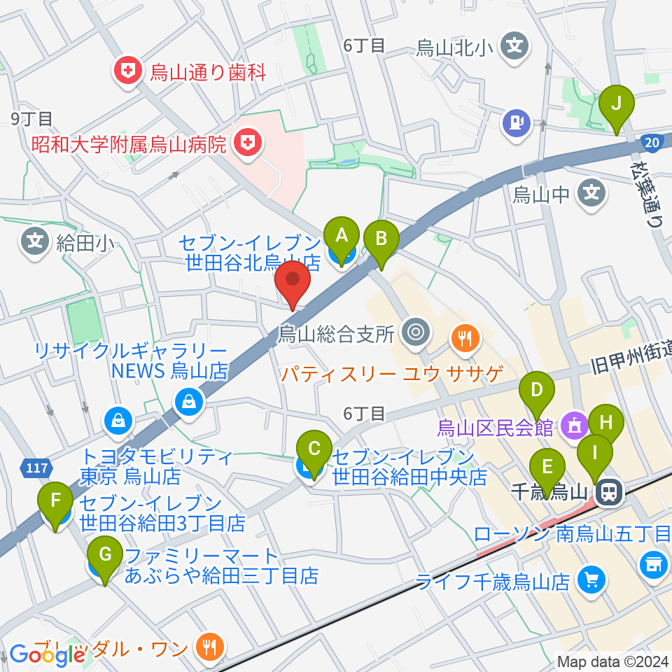 ベヒシュタイン・ジャパン本社ショールーム周辺のコンビニエンスストア一覧地図