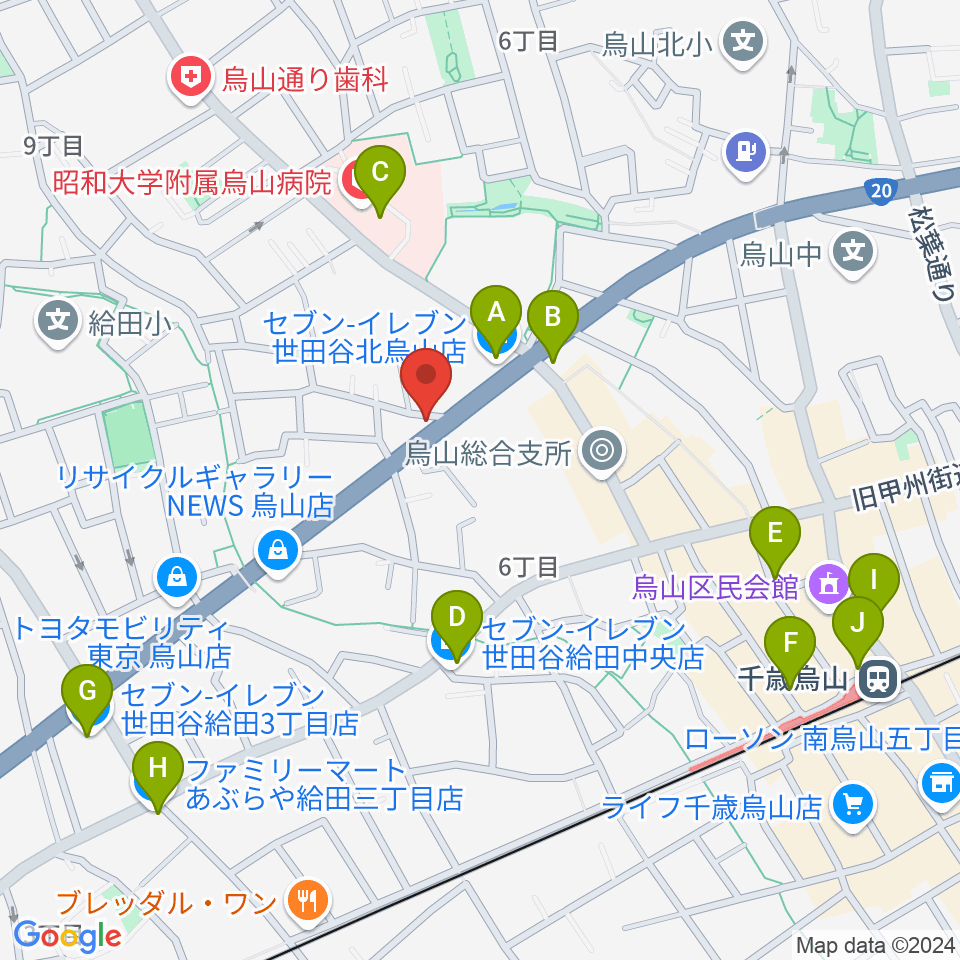 ベヒシュタイン・ジャパン本社ショールーム周辺のコンビニエンスストア一覧地図