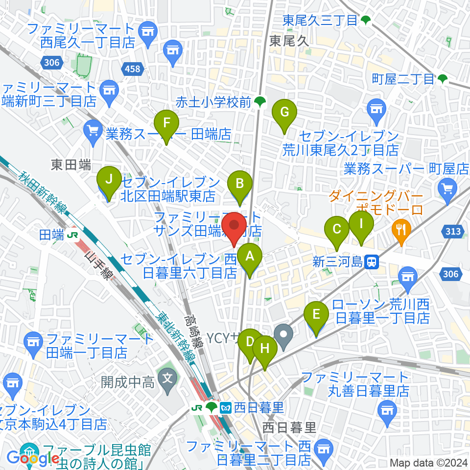 ナイトオカリナ周辺のコンビニエンスストア一覧地図