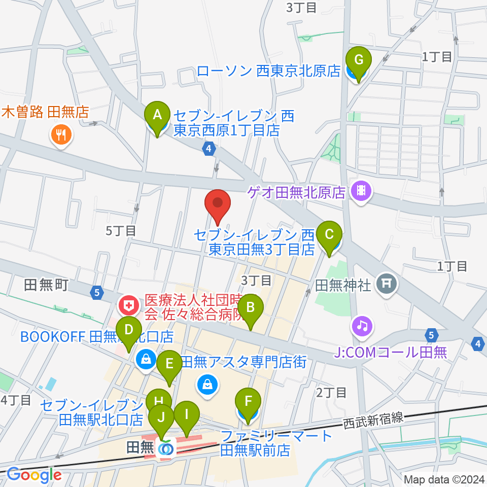 DCAKミュージックスクール周辺のコンビニエンスストア一覧地図