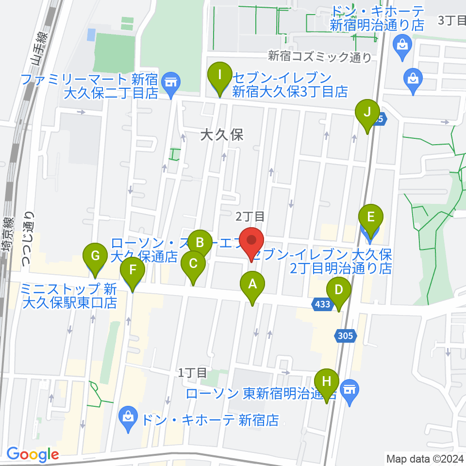 グローバル管楽器技術学院周辺のコンビニエンスストア一覧地図