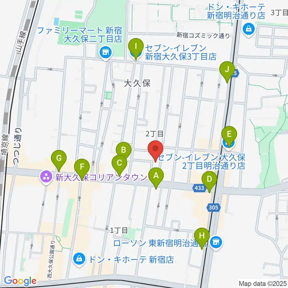 グローバル管楽器技術学院周辺のコンビニエンスストア一覧地図