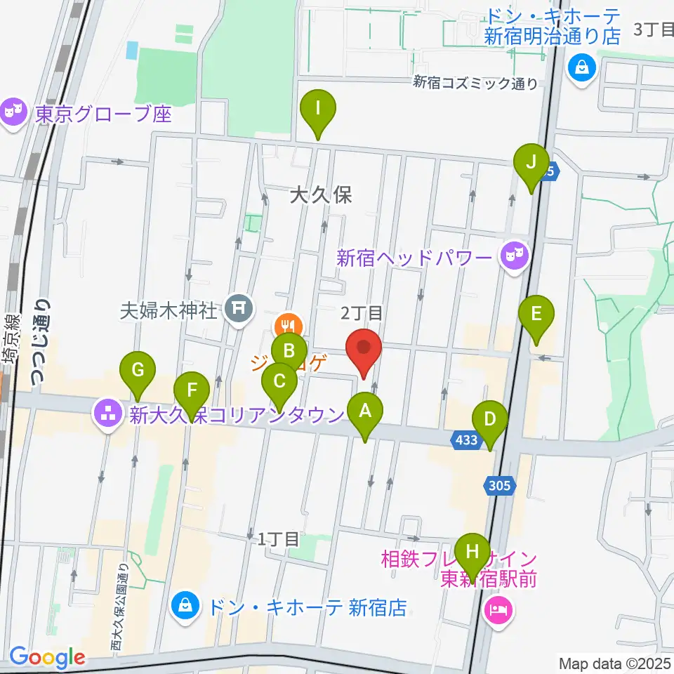 グローバル管楽器技術学院周辺のコンビニエンスストア一覧地図