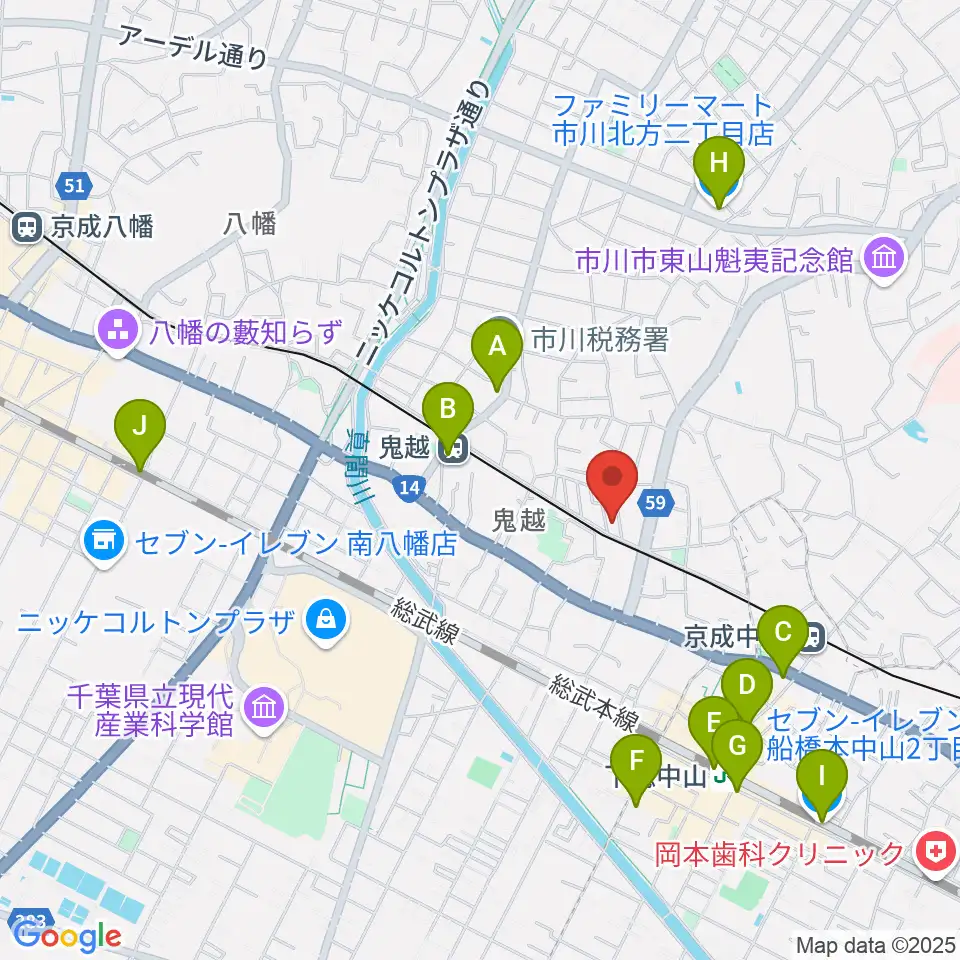 ベル音楽教室周辺のコンビニエンスストア一覧地図